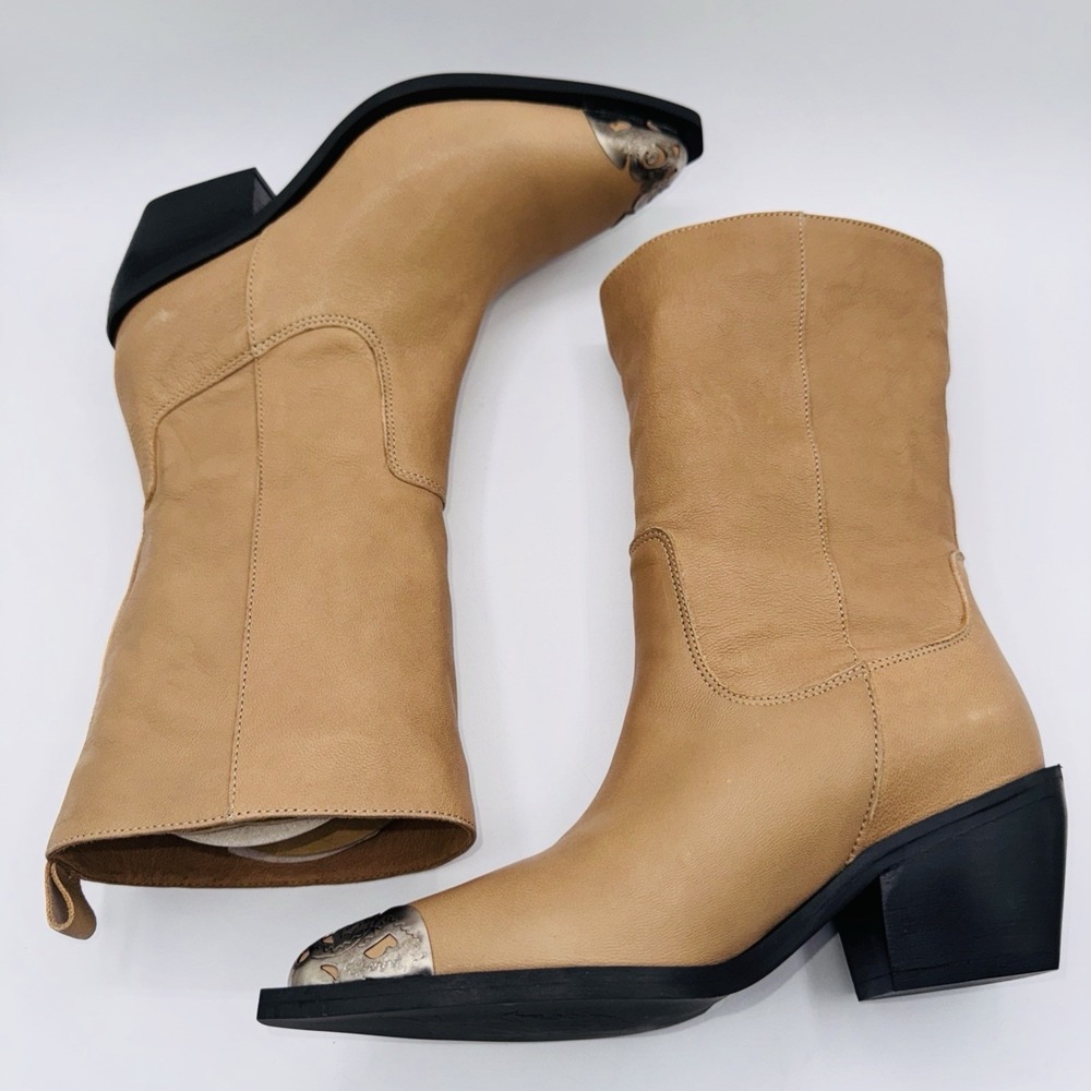 Free People Faster Horses Filigree Boot Women's Size 7.5 Camel Leather Cap Toe - Picture 14 of 16